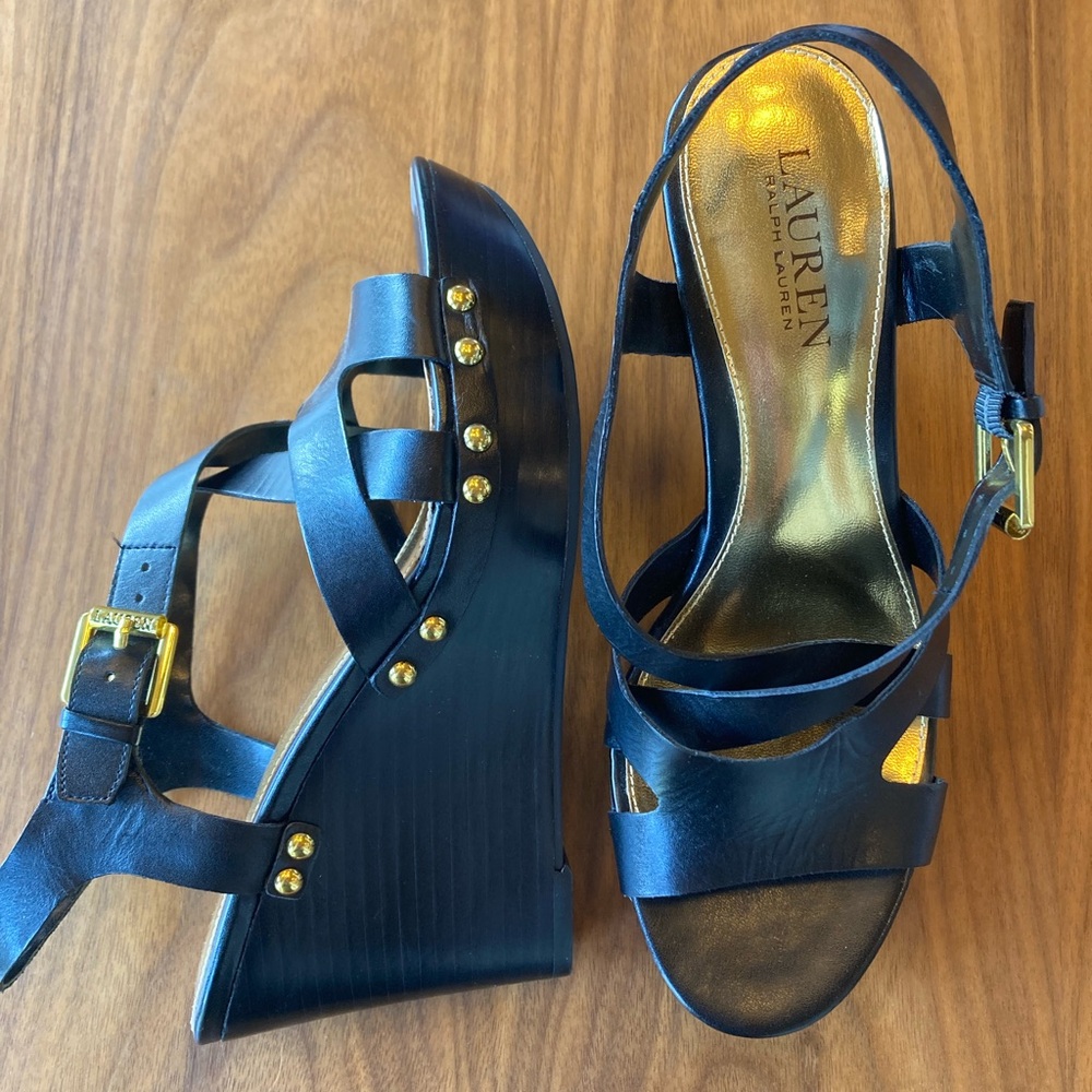 Black platform sandals.  Size 8